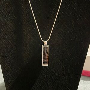 Silver adjustable Lia Sophia necklace with black pendant